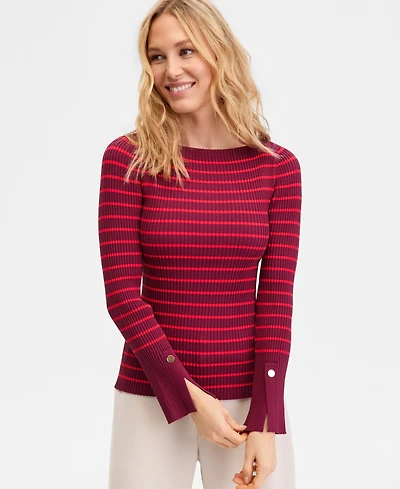 I.n.c. International Concepts Women's Long Sleeve Boat Neck Rib-Knit Sweater, Macy's Exclusive
