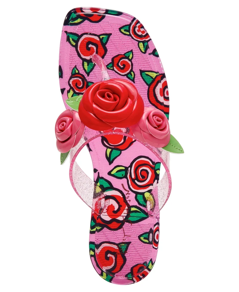 Betsey Johnson Women's Trenten Rose Jelly Thong Sandals