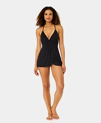 Anne Cole Solid Surplice Swimdress