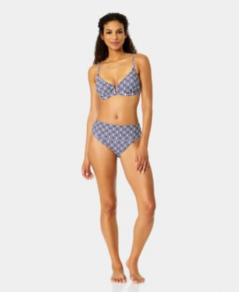 Anne Cole Womens V Wire Elongated Underwire Bikini Top High Waist Bikini Bottoms