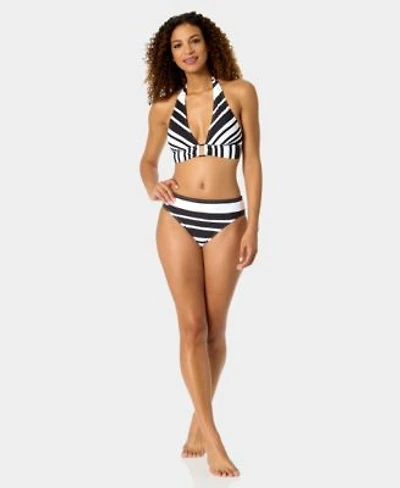 Anne Cole Womens Marilyn Ring Front Bikini Halter Top Mid Rise Bottoms