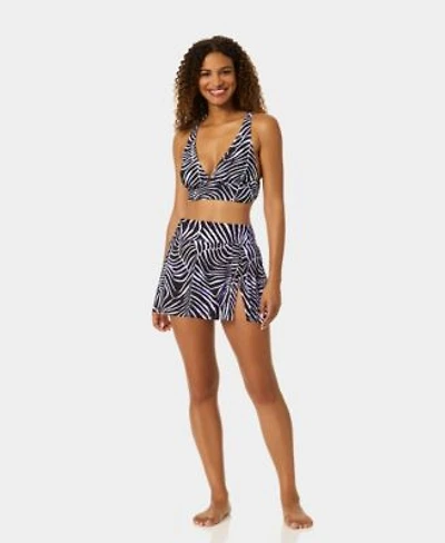 Anne Cole Womens Banded V Neck Bikini Top Side Slit Pull On Skirt