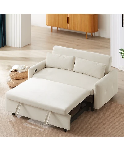Streamdale Furniture Pull-out Sofa Bed Modern 2-Seat Loveseat with Usb Ports