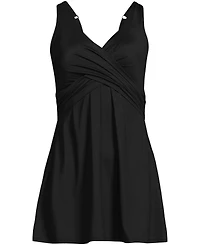 Lands' End Women's D-Cup SlenderSuit Wrap Mini Swim Dress One Piece Swimsuit