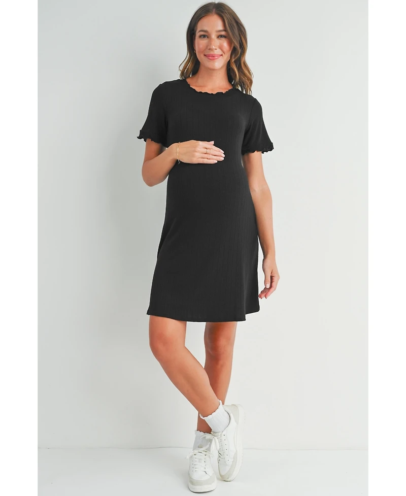 Hello Miz Maternity Lounge Ribbed Knit Short Sleeve Dress
