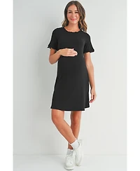 Hello Miz Maternity Lounge Ribbed Knit Short Sleeve Dress