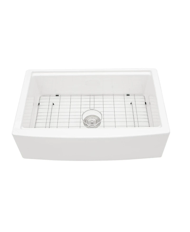 flynama 33x21x10inch White Farmhouse Sink Ceramic Porcelain Workstation Single Bowl Kitchen