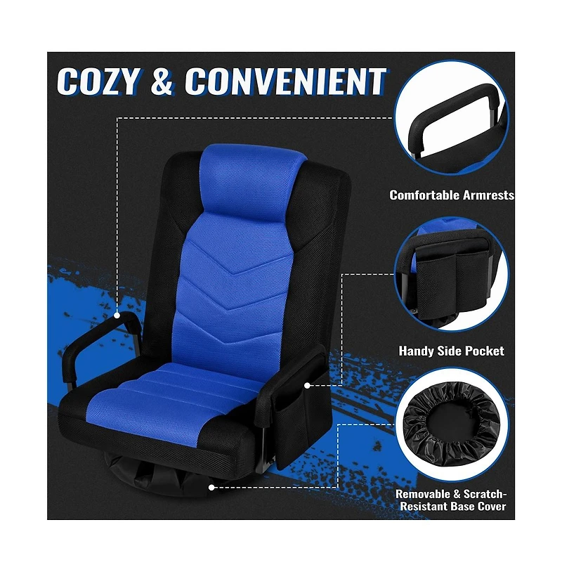 Yaheetech Reclining Swivel Floor Gaming Chair Black/ Red