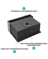 flynama 24x21x10inch Gunmetal Black Farmhouse Kitchen Sink Stainless Steel Apron Front 16 Gauge