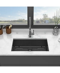 flynama 30x18x9inch Gunmetal Black Kitchen Sink Undermount Single Bowl Stainless Steel 16 Gauge