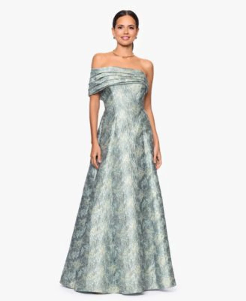 Betsy Adam Womens One Shoulder Gown