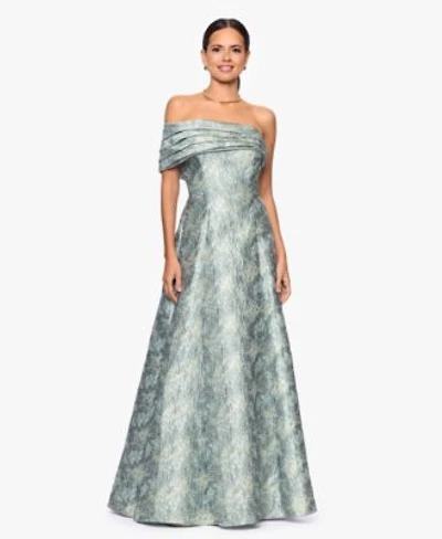 Betsy Adam Womens One Shoulder Gown