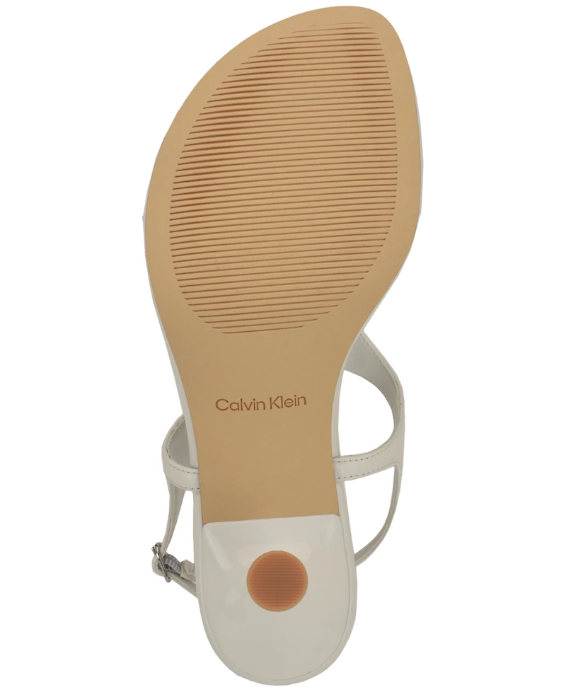 Calvin Klein Women's Portia T-Strap Flared Heel Dress Sandals