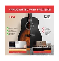 Pyle 41 Steel Strings Acoustic Guitar for Beginner and Adults (Sunburst Teardrop