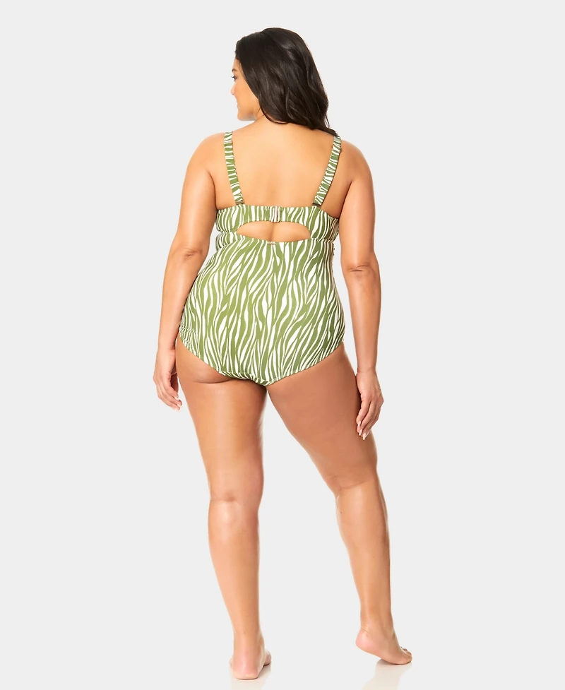 Anne Cole Plus V-Neck Drape Front Underwired One-Piece Swimsuit