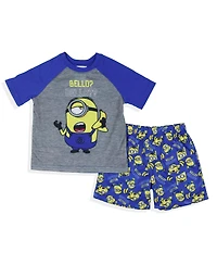 Minions Despicable Me Boys' Bello Raglan 2-Piece Toddler Pajama Short Set