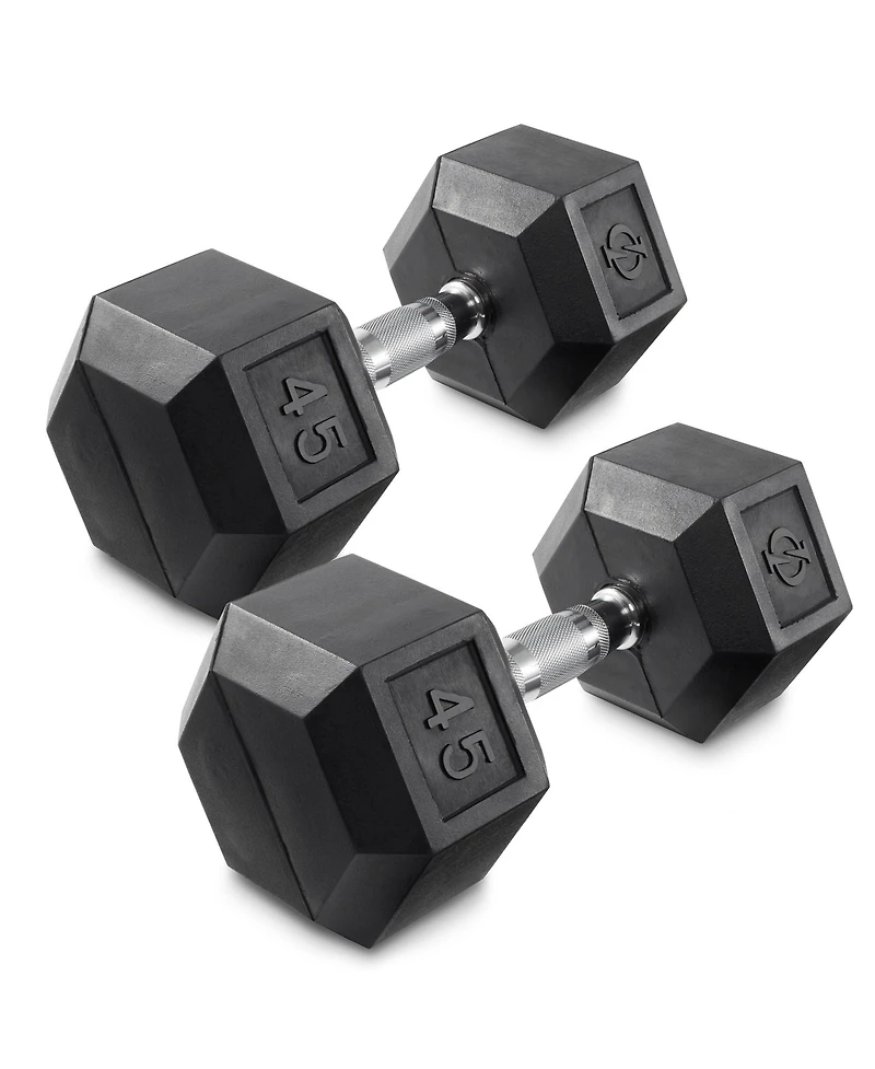 Philosophy Gym Rubber Coated Hex Dumbbell Hand Weights, 30 lb Pair