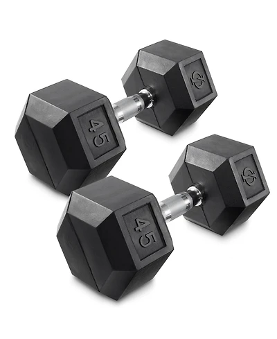 Philosophy Gym Rubber Coated Hex Dumbbell Hand Weights, 30 lb Pair