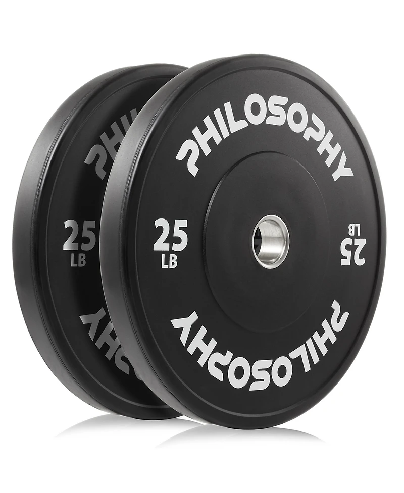 Philosophy Gym Set of 2 Olympic 2-Inch Rubber Bumper Plates (25 Lb each) Black
