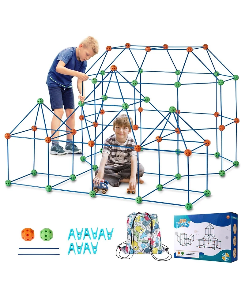 Hongge Kids Fort Building Kit with 180 Piece Construction Set for Creative Stem Play