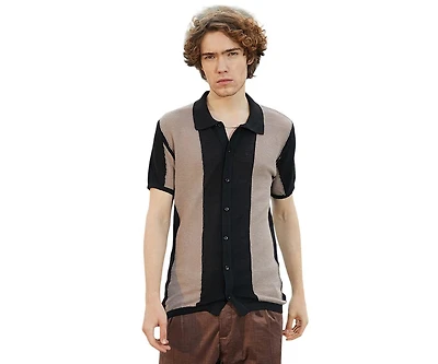 Campus Sutra Men's Panel-Knit Slim-Fit Shirt