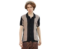 Campus Sutra Men's Panel-Knit Slim-Fit Shirt