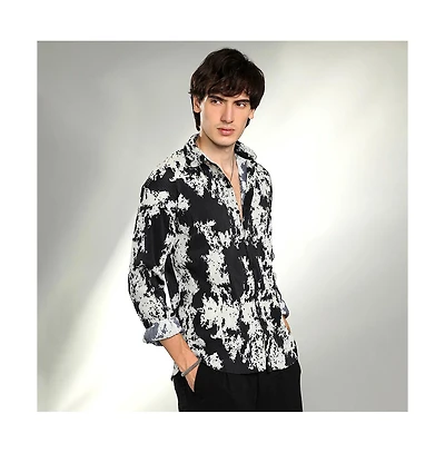 Campus Sutra Men's Splash-Pleat Shirt