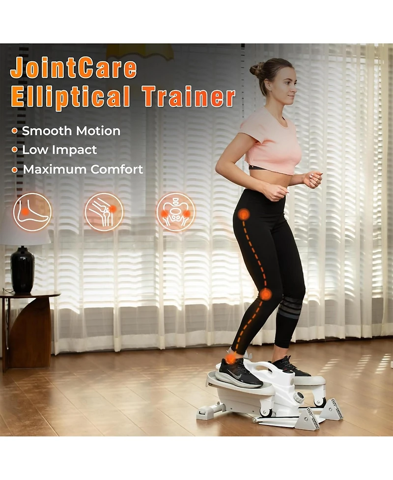 Ksports Mini Elliptical Machine with 3-Level Incline and Led Display, White