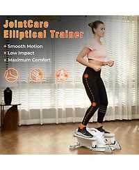 Ksports Mini Elliptical Machine with 3-Level Incline and Led Display, White