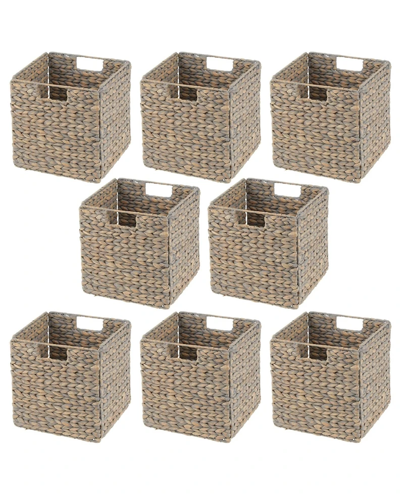 mDesign Woven Hyacinth Kitchen Storage Organizer Basket Bin, 8 Pack, Gray Wash