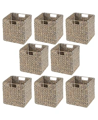 mDesign Woven Hyacinth Kitchen Storage Organizer Basket Bin, 8 Pack, Gray Wash