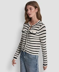 Dkny Jeans Women's Crewneck Pointelle Sweater