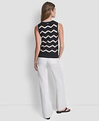 Dkny Jeans Women's Sleeveless Crewneck Stripe Sweater