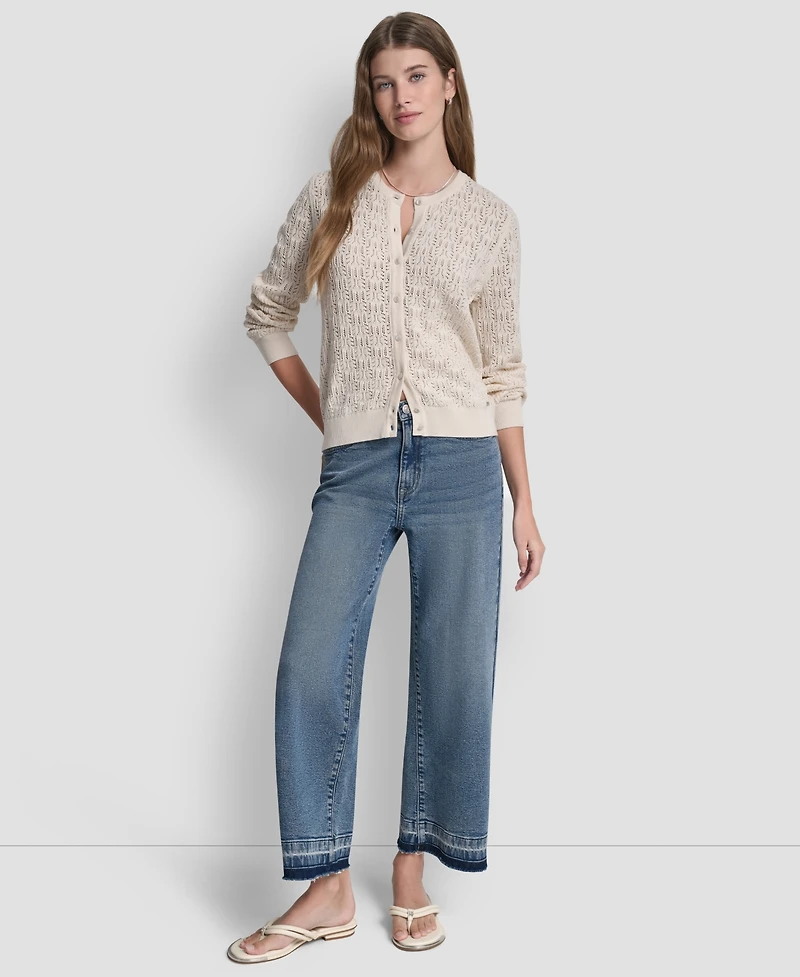 Dkny Jeans Women's Crewneck Long-Sleeve Cardigan Sweater