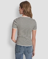 Dkny Jeans Women's Crewneck Striped Top