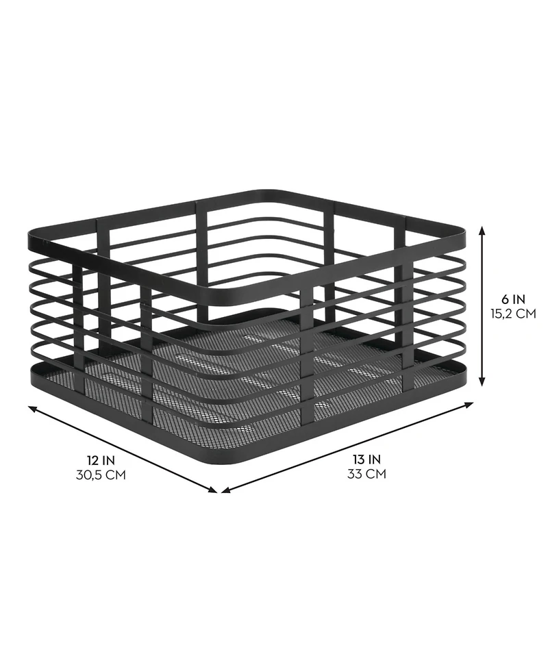 mDesign Metal Pantry Basket with Handles