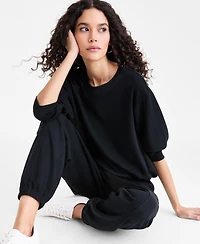 I.n.c. International Concepts Women's Off-Duty Long-Sleeve Bubble-Hem Sweatshirt, Macy's Exclusive
