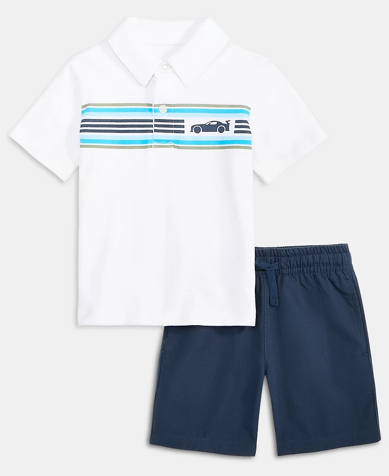Epic Threads Toddler Boys' 12M-5T Stripe Polo Shirt & Shorts, 2-Piece Set, Macy's Exclusive
