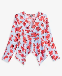 I.n.c. International Concepts Women's Long-Sleeve Printed Asymmetrical-Hem Top