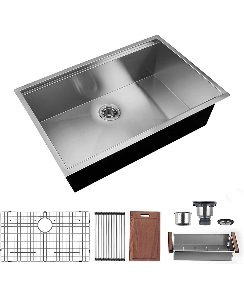 flynama 32x19inch Stainless Steel Single Bowl Undermount 18 Gauge Kitchen Sink