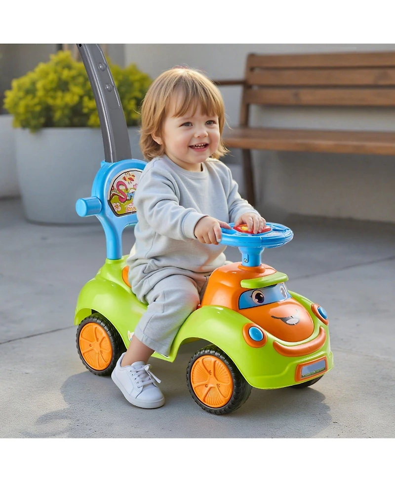 Slickblue Ride On Push Car, Push Car for Toddler 19 to 36 Months, Around Buggy with Guardrails, Handle & Under-seat Storage