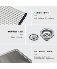 flynama 36x20x9 Inch Double Bowl 6040 Farmhouse Sink 16 Gauge T304 Stainless Steel Apron Front With Two 9 Inch Deep Basin