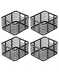 mDesign Metal Pantry Basket with Handles - Set of 4 - Matte Black