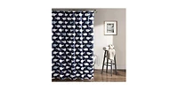 Slickblue 72-inch Navy White Nautical Whales Polyester Shower Curtain