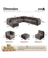 Xizzi Modular Sectional Sofa Couch, 8-Piece L-Shaped Deep Seat Cloud Couch with Chaise Ottoman, Comfy Corduroy Couches for Living Room
