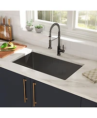 flynama 30x18x10inch Gunmetal Black Undermount Kitchen Sink Single Bowl Stainless Steel 16 Gauge