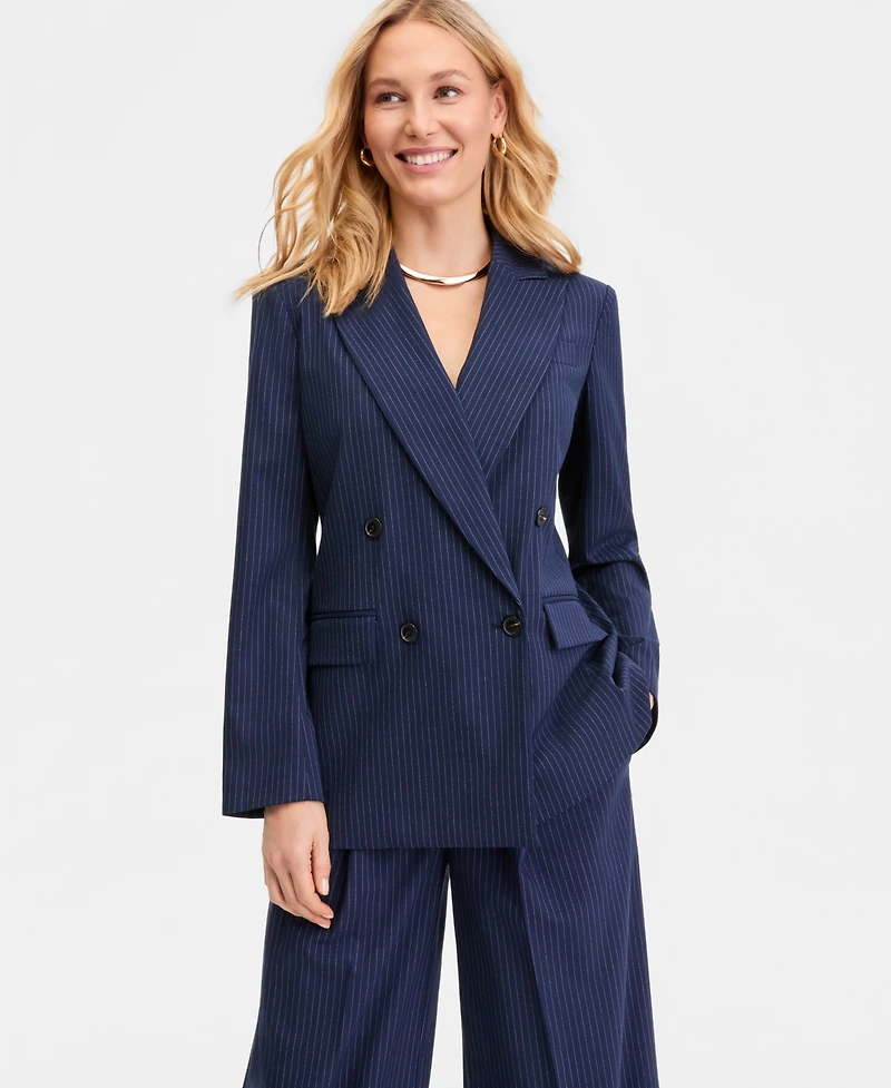 I.n.c. International Concepts Women's Double-Breasted Pinstripe Blazer, Macy's Exclusive