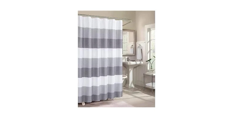 Slickblue 72-inch Grey White Striped Luxurious Textured Polyester Fabric Shower Curtain
