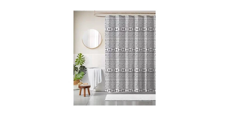 Slickblue Polyester Shower Curtain with Scandinavian Chevron Design, 72-Inch