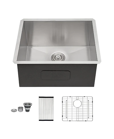 Flynama 23x18x12inch Laundry Sink Undermount Utility Tub Stainless Steel Deep Single Bowl 16 Gauge